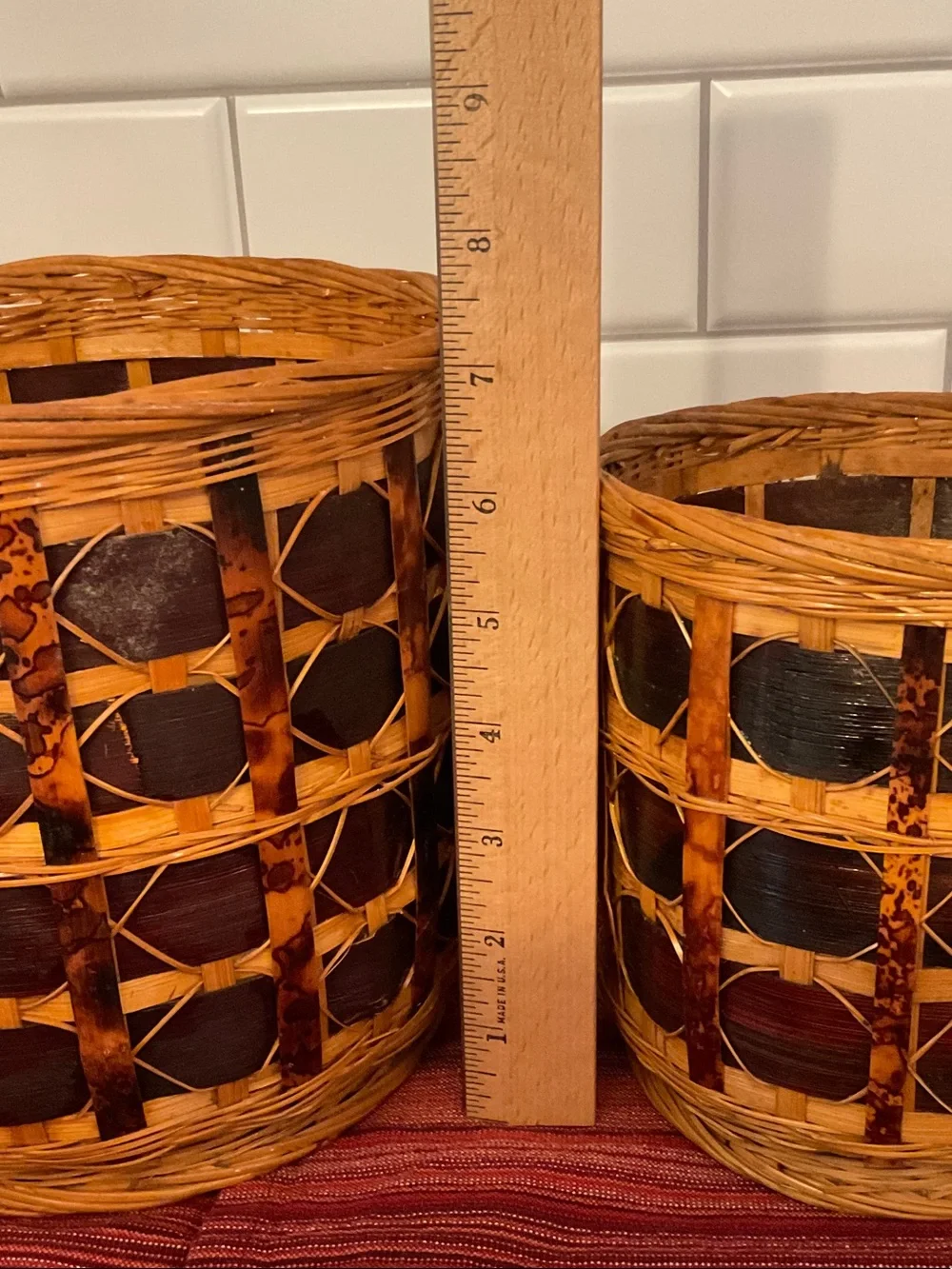 Handwoven Wicker Basket Set Natural Brown Planter Storage Boho Rustic Farmhouse